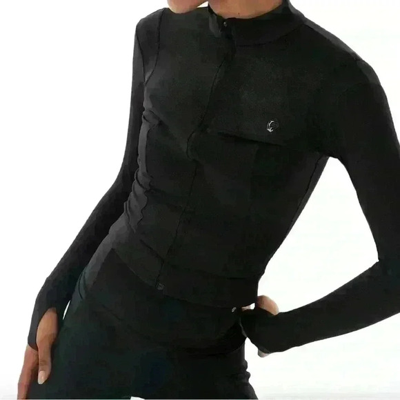 NEW Flipped Lab Long Sleeve Activewear Sparkling Black 3D Quarter Zip Size S - Picture 2 of 8